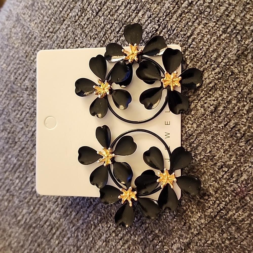Black and goldtone Earrings